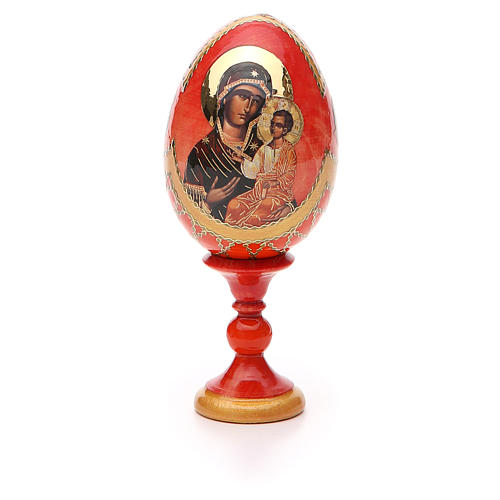 Russische Ei-Ikone, Muttergottes von Iverskaya, russisch imperial-Stil, Gesamthöhe 13 cm 3