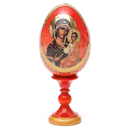 Oeuf bois découpage Russie Iverskaya h 13 cm style impériale russe 1