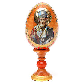 Ovos Russos Pintados: Ovo russo découpage São Nicolau h tot. 13 cm estilo Fabergé Ovos Russos Pintados: Ovo russo découpage São Nicolau h tot. 13 cm estilo Fabergé