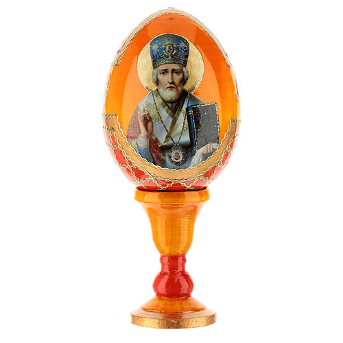 Russian Egg St. Nicholas Russian Imperial style, orange background 13cm 1