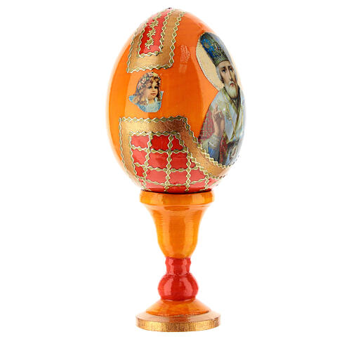Russian Egg St. Nicholas Russian Imperial style, orange background 13cm 3