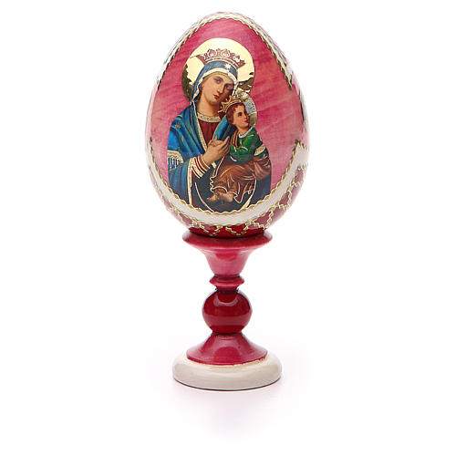 Russische Ei-Ikone, Gnadenbild Unserer Lieben Frau von der immerwährenden Hilfe, russisch imperial-Stil, Gesamthöhe 13 cm 3