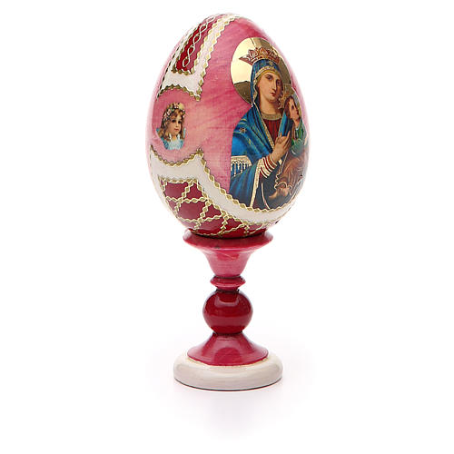 Russische Ei-Ikone, Gnadenbild Unserer Lieben Frau von der immerwährenden Hilfe, russisch imperial-Stil, Gesamthöhe 13 cm 6