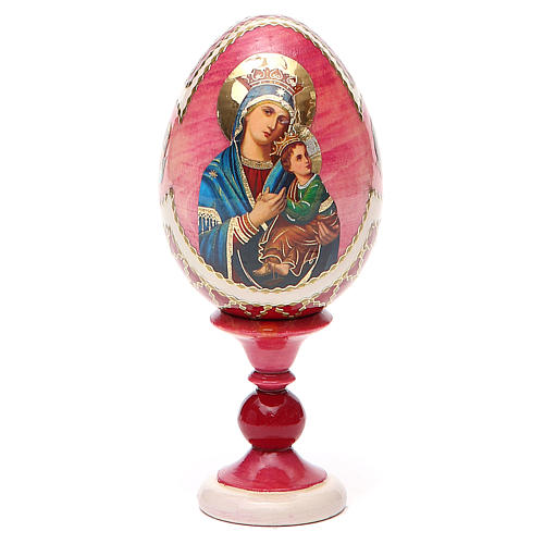 Russische Ei-Ikone, Gnadenbild Unserer Lieben Frau von der immerwährenden Hilfe, russisch imperial-Stil, Gesamthöhe 13 cm 7