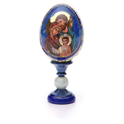 Russian Egg Holy Family Russian Imperial style, blue background 13cm 5