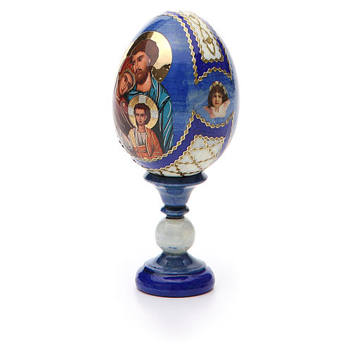 Russian Egg Holy Family Russian Imperial style, blue background 13cm 6