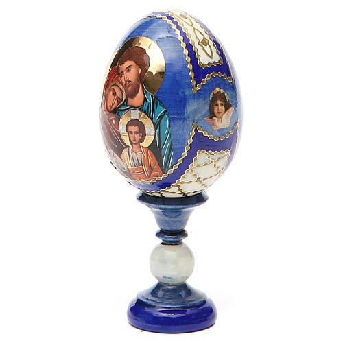 Russian Egg Holy Family Russian Imperial style, blue background 13cm 10