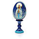 Russische Ei-Ikone, Muttergottes von Lourdes, Decoupage, Gesamthöhe 13 cm s5