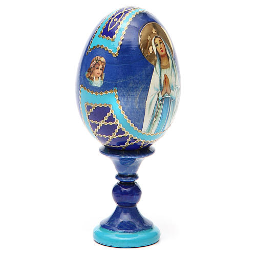 Huevo ruso de madera découpage Virgen de Lourdes altura total 13 cm estilo imperial ruso 12