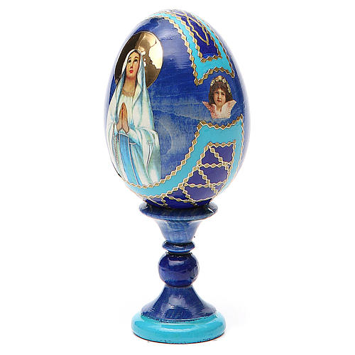 Huevo ruso de madera découpage Virgen de Lourdes altura total 13 cm estilo imperial ruso 2