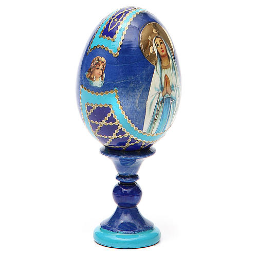 Huevo ruso de madera découpage Virgen de Lourdes altura total 13 cm estilo imperial ruso 4