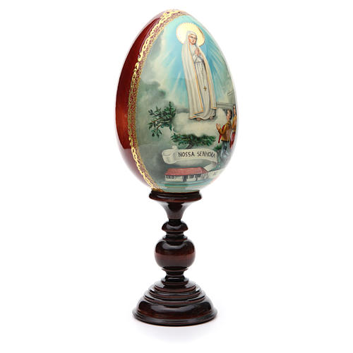 Huevo ruso de madera PINTADO A MANO Virgen de Fatima altura total 30 cm 4