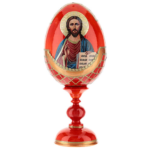 Russische Ei-Ikone, Heilige Familie, russisch imperial-Stil, Gesamthöhe 20 cm 1