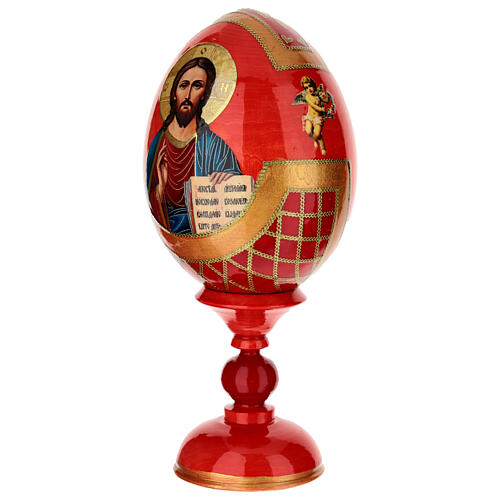 Oeuf bois découpage russe Pantocrator h 20 cm style impériale russe 2