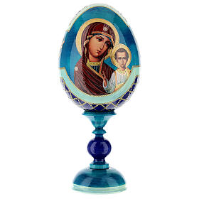 Russische Ei-Ikone, Gottesmutter von Kazan, russisch imperial-Stil, Gesamthöhe 20 cm