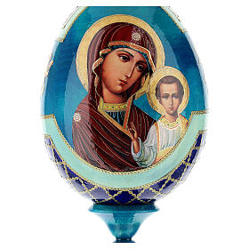 Russische Ei-Ikone, Gottesmutter von Kazan, russisch imperial-Stil, Gesamthöhe 20 cm