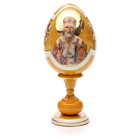 Ovos Russos Pintados: Ovo madeira découpage russo Lírio Branco h tot. 20 cm estilo Fabergé Ovos Russos Pintados: Ovo madeira découpage russo Lírio Branco h tot. 20 cm estilo Fabergé