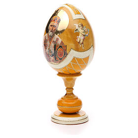 Ovos Russos Pintados: Ovo madeira découpage russo Lírio Branco h tot. 20 cm estilo Fabergé Ovos Russos Pintados: Ovo madeira découpage russo Lírio Branco h tot. 20 cm estilo Fabergé