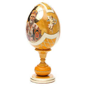Ovos Russos Pintados: Ovo découpage russo São Nicolau h tot. 20 cm estilo Fabergé