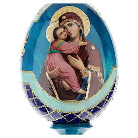 Russische Ei-Ikone, Muttergottes von Vladimirskaya, Fabergè-Stil, Gesamthöhe 20 cm