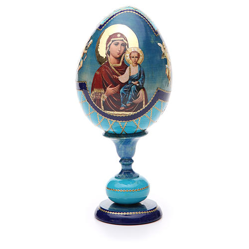 Russische Ei-Ikone, Muttergottes von Smolenskaya, russisch imperial-Stil, Gesamthöhe 20 cm 1