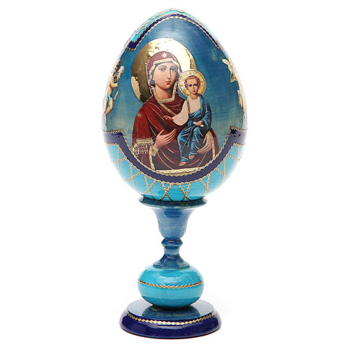 Russische Ei-Ikone, Muttergottes von Smolenskaya, russisch imperial-Stil, Gesamthöhe 20 cm 5