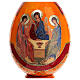 Huevo ruso de madera découpage Trinidad de Rublev estilo imperial ruso altura total 20 cm s2