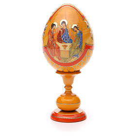 Ovos Russos Pintados: Ovo madeira découpage Rússia Trindade Rublev h tot. 20 cm estilo Fabergé Ovos Russos Pintados: Ovo madeira découpage Rússia Trindade Rublev h tot. 20 cm estilo Fabergé