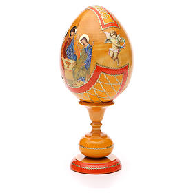 Ovos Russos Pintados: Ovo madeira découpage Rússia Trindade Rublev h tot. 20 cm estilo Fabergé Ovos Russos Pintados: Ovo madeira découpage Rússia Trindade Rublev h tot. 20 cm estilo Fabergé
