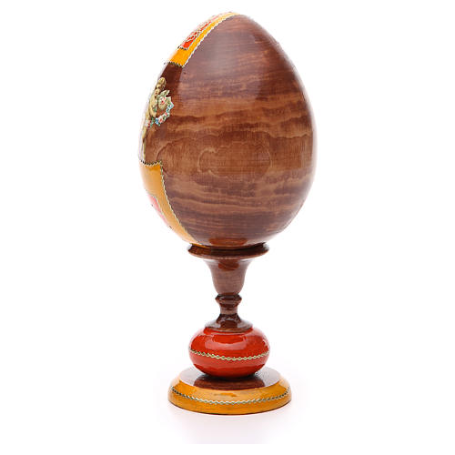 Huevo ruso de madera découpage Virgen de las Tres Manos estilo imperial ruso altura total 20 cm 3