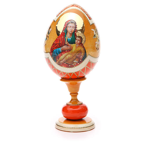 Russische Ei-Ikone, Gottesmutter von Kozelshanskaya, Decoupage, Gesamthöhe 20 cm 1