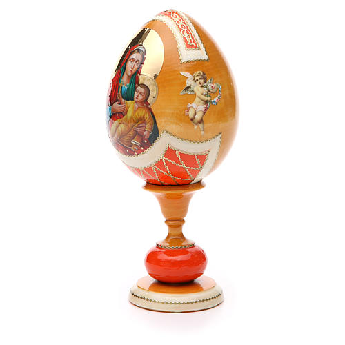 Russische Ei-Ikone, Gottesmutter von Kozelshanskaya, Decoupage, Gesamthöhe 20 cm 2