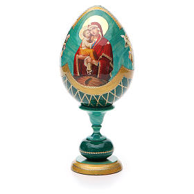 Huevo ruso de madera découpage Virgen Pochaevskaya estilo imperial ruso altura total 20 cm