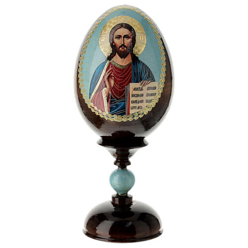 Russische Ei-Ikone Christus Pantokrator 20 cm Decoupage rot 1