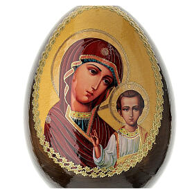 Russische Ei-Ikone, Gottesmutter von Kasan, russisch imperial-Stil, Gesamthöhe 20 cm