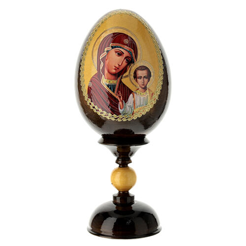 Russische Ei-Ikone, Gottesmutter von Kasan, russisch imperial-Stil, Gesamthöhe 20 cm 1