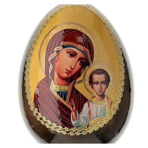 Russische Ei-Ikone, Gottesmutter von Kasan, russisch imperial-Stil, Gesamthöhe 20 cm 2