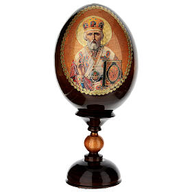 Russian Egg St Nicholas découpage, Russian Imperial style 20cm