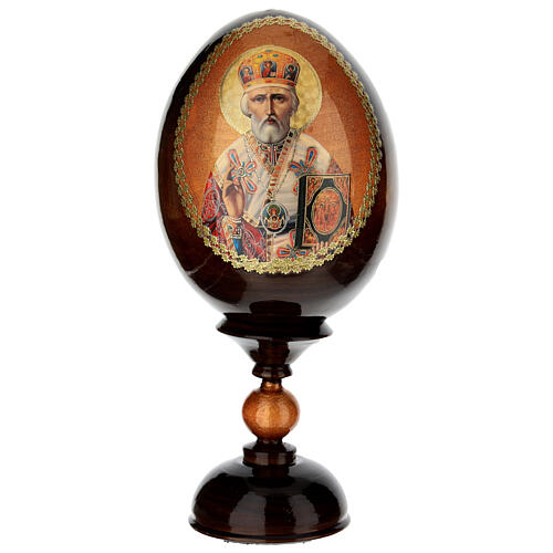 Oeuf icône découpage Russie Saint Nicolas h 20 cm 1