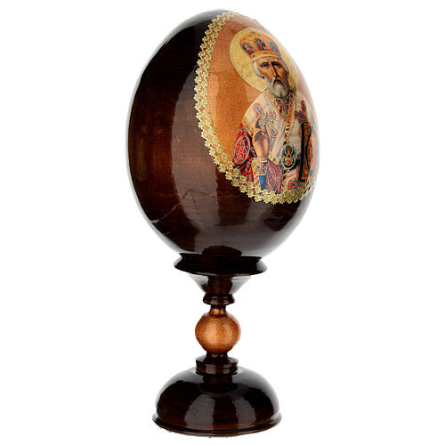 Uovo icona découpage Russia San Nicola tot h 20 cm 3