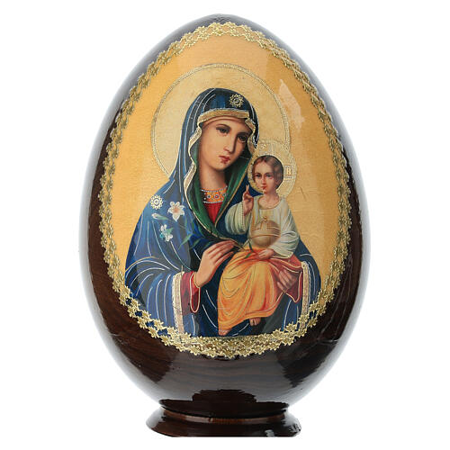 Huevo icono découpage rusia Virjen azucena Blanco 2