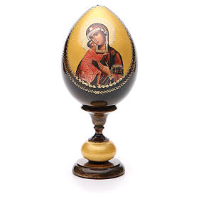 Russische Ei-Ikone, Muttergottes von Feodorovskaya, russisch imperial-Stil, Gesamthöhe 20 cm
