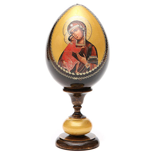 Russische Ei-Ikone, Muttergottes von Feodorovskaya, russisch imperial-Stil, Gesamthöhe 20 cm 5