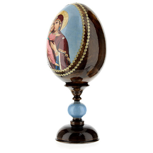 Russische Ei-Ikone, Muttergottes von Vladimirskaya, russisch imperial-Stil, Gesamthöhe 20 cm 3