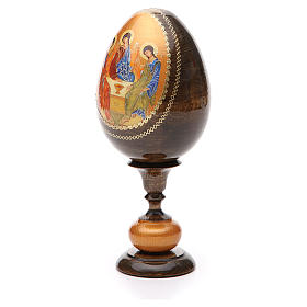 Russische Ei-Ikone, Dreifaltigkeitsikone nach Rublev, russisch imperial-Stil, Gesamthöhe 20 cm