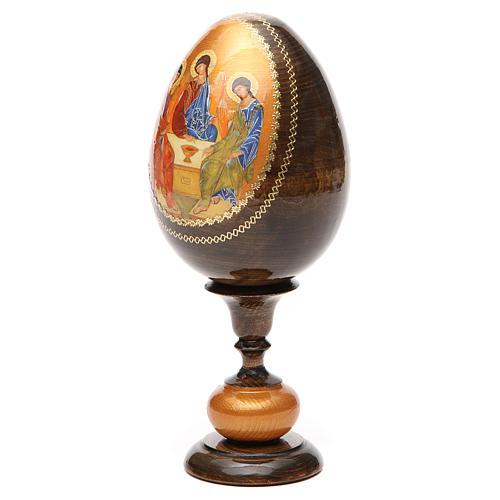 Russische Ei-Ikone, Dreifaltigkeitsikone nach Rublev, russisch imperial-Stil, Gesamthöhe 20 cm 6