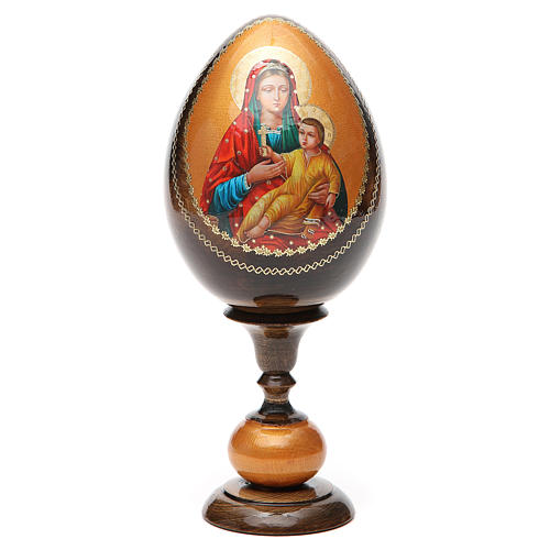 Russische Ei-Ikone, Gottesmutter von Kozelshanskaya, Decoupage, Gesamthöhe 20 cm 5