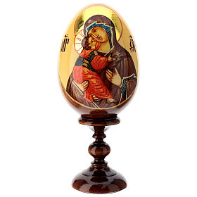 Russische Ei-Ikone, Gottesmutter von Wladimir, HANDBEMALT