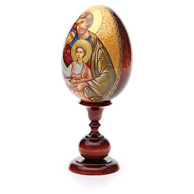 Oeuf icône russe PEINTE À LA MAIN Sainte Famille tot h 20 cm
