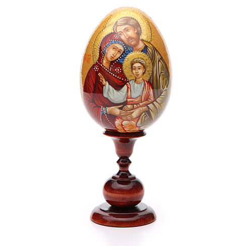 Oeuf icône russe PEINTE À LA MAIN Sainte Famille tot h 20 cm 1